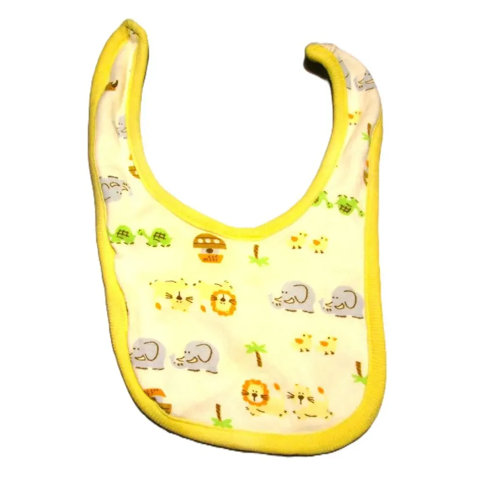 Baby Bibs Bundle Set of 4 Mickey Mouse Noah's Ark Animals Cotton Hook & Loop